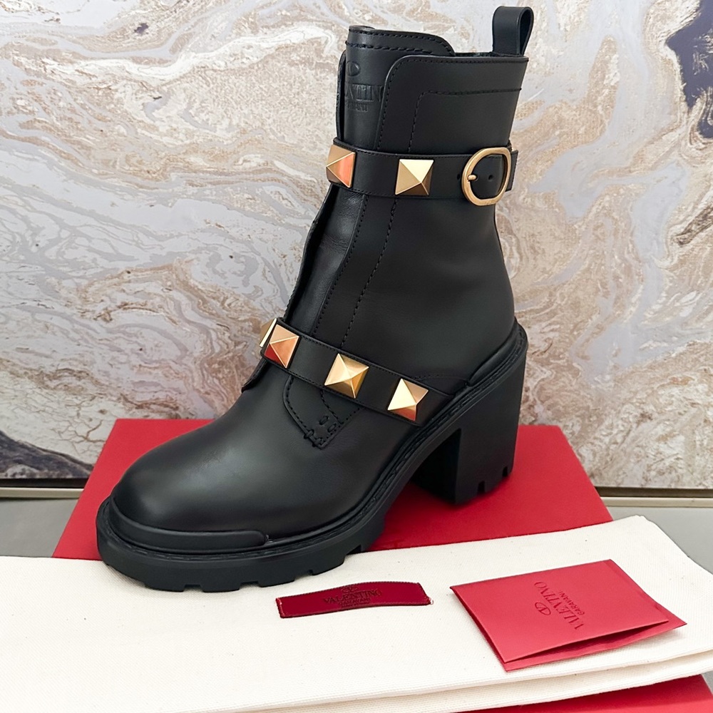 In Stores! Valentino Garavani Roman Stud Moto Combat Boots